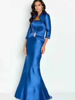 Bridal Mother Dress Strapless Half Sleeves Mermaid Applique Ankle-Length Guest Dresses For Wedding