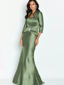 Bridal Mother Dress Strapless Half Sleeves Mermaid Applique Ankle-Length Guest Dresses For Wedding
