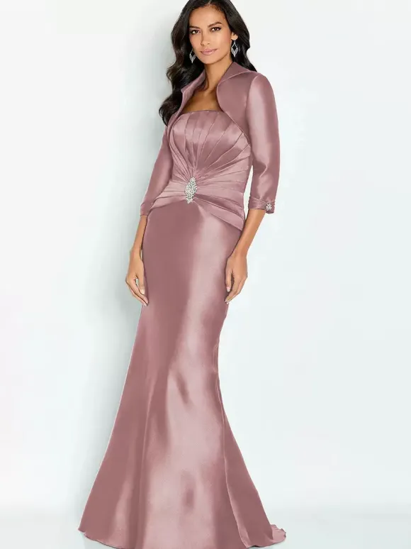 Bridal Mother Dress Strapless Half Sleeves Mermaid Applique Ankle-Length Guest Dresses For Wedding
