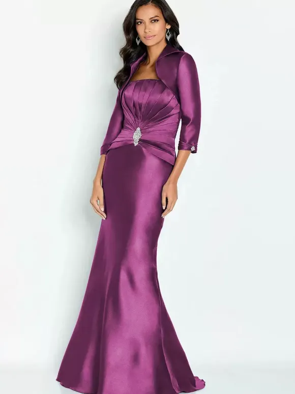Bridal Mother Dress Strapless Half Sleeves Mermaid Applique Ankle-Length Guest Dresses For Wedding