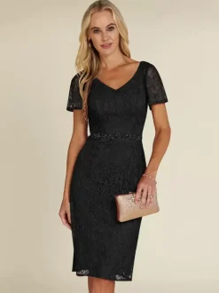 Bridal Mother Dress V-Neck Short Sleeves Short Lace Knee-Length Wedding Guest Dresses