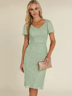 Bridal Mother Dress V-Neck Short Sleeves Short Lace Knee-Length Wedding Guest Dresses
