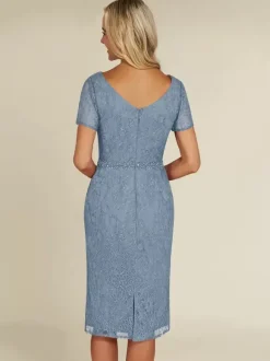 Bridal Mother Dress V-Neck Short Sleeves Short Lace Knee-Length Wedding Guest Dresses