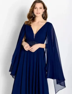 Bridal Mother Dress V-Neck Sleeveless A-Line Sash Guest Dresses For Wedding