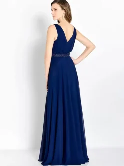 Bridal Mother Dress V-Neck Sleeveless A-Line Sash Guest Dresses For Wedding