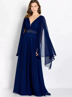 Bridal Mother Dress V-Neck Sleeveless A-Line Sash Guest Dresses For Wedding