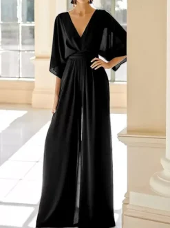 Bridal Mother Dress V-Neck Half Sleeves Jumpsuit Wedding Guest Dresses