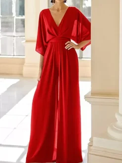 Bridal Mother Dress V-Neck Half Sleeves Jumpsuit Wedding Guest Dresses