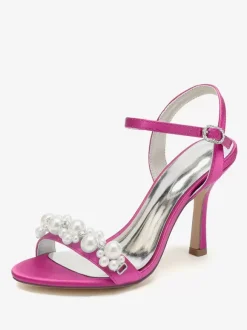 Bridal Sandals Ivory Satin Chic Open Toe Rhinestones Wedding Sandals