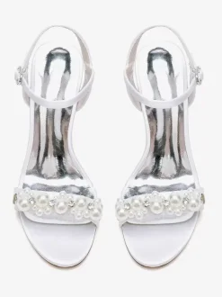 Bridal Sandals Ivory Satin Chic Open Toe Rhinestones Wedding Sandals