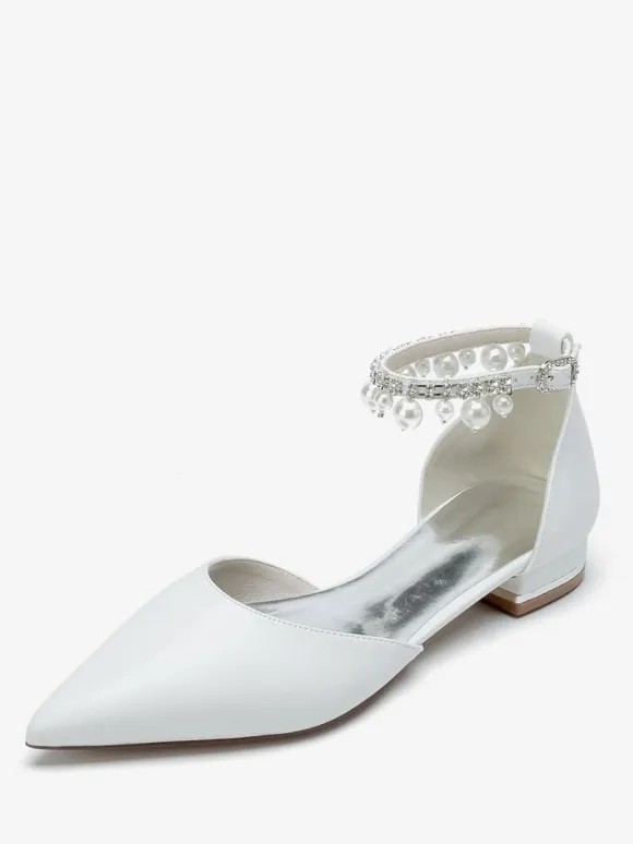Bridal Shoes Bridal Flats PU Leather Pointed Toe