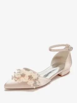 Bridal Shoes Bridal Flats Satin Pointed Toe