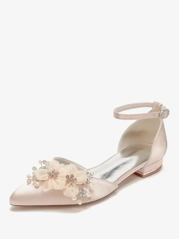 Bridal Shoes Bridal Flats Satin Pointed Toe