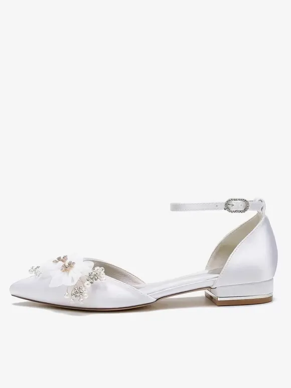 Bridal Shoes Bridal Flats Satin Pointed Toe