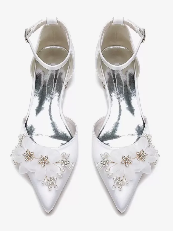 Bridal Shoes Bridal Flats Satin Pointed Toe