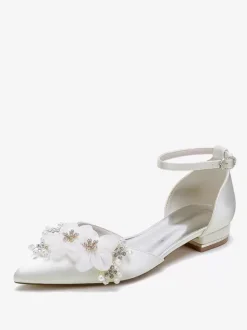 Bridal Shoes Bridal Flats Satin Pointed Toe