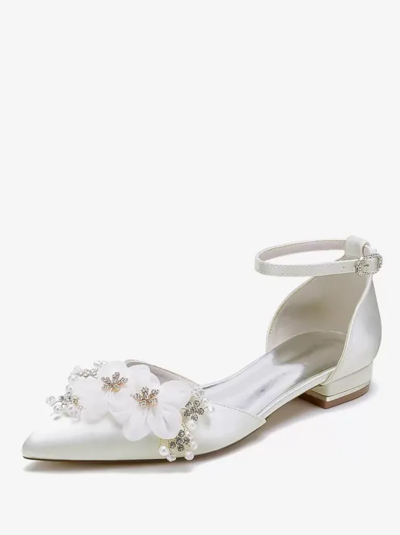 Bridal Shoes Bridal Flats Satin Pointed Toe