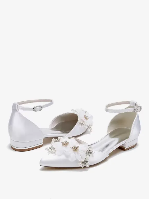 Bridal Shoes Bridal Flats Satin Pointed Toe