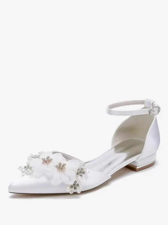 Bridal Shoes Bridal Flats Satin Pointed Toe