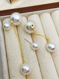 Bridal Earrings Imitation Pearl Metal Pierced Bridal Jewelry