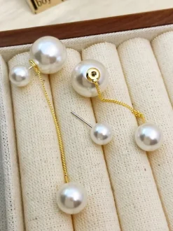 Bridal Earrings Imitation Pearl Metal Pierced Bridal Jewelry