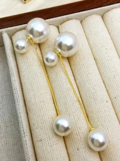 Bridal Earrings Imitation Pearl Metal Pierced Bridal Jewelry
