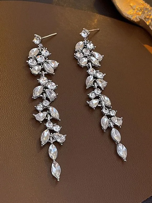 Bridal Earrings Rhinestone Girl's Rhinestone Pierced Bridal Jewelry