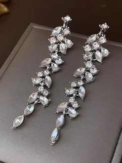 Bridal Earrings Rhinestone Girl's Rhinestone Pierced Bridal Jewelry