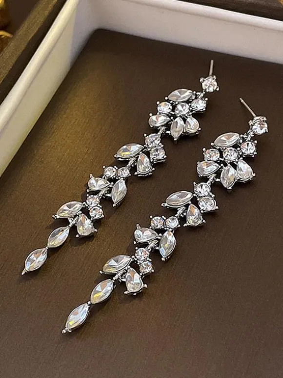 Bridal Earrings Rhinestone Girl's Rhinestone Pierced Bridal Jewelry