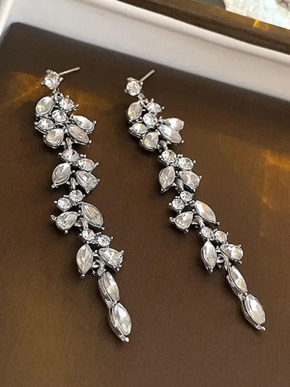 Bridal Earrings Rhinestone Girl's Rhinestone Pierced Bridal Jewelry