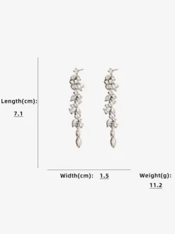 Bridal Earrings Rhinestone Girl's Rhinestone Pierced Bridal Jewelry