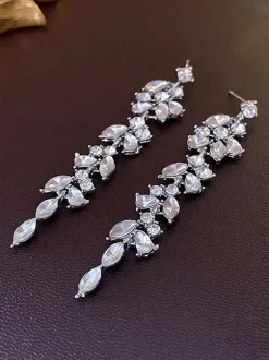 Bridal Earrings Rhinestone Girl's Rhinestone Pierced Bridal Jewelry