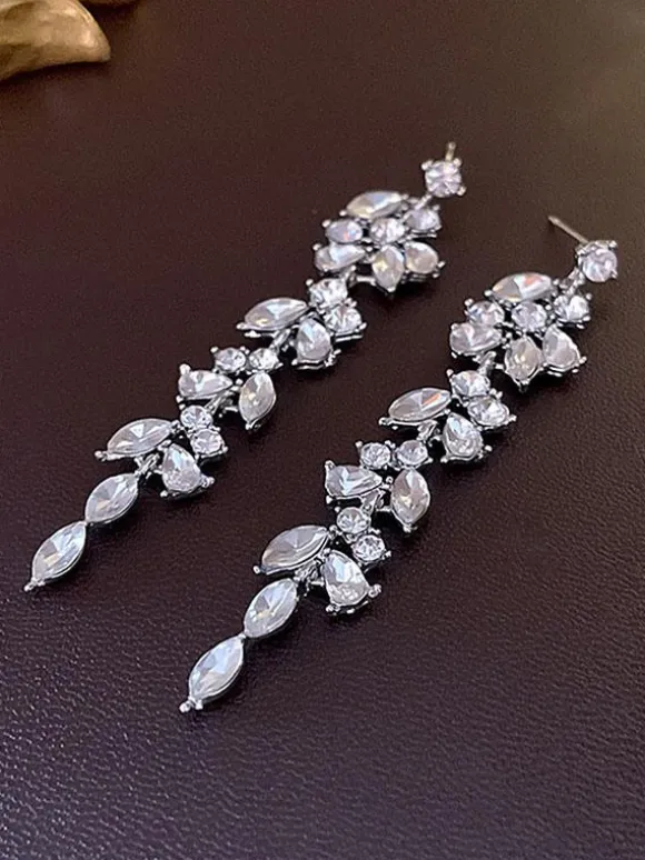 Bridal Earrings Rhinestone Girl's Rhinestone Pierced Bridal Jewelry