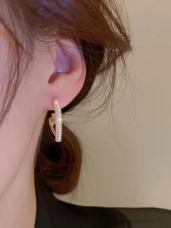Bridal Earrings Rhinestone Girl's Rhinestone Pierced Wedding Jewelry