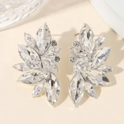 Bridal Earrings Rhinestone Pierced Bridal Jewelry Acc