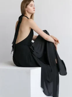 Bridal Jumpsuit Chiffon Sash Floor-Length Jumpsuit V-Neck Sleeveless Natural Waist Ivory