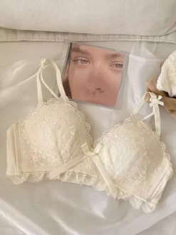 Bridal Lingerie Bra & Panty Sets Apricot Embroidered 2-Piece Chic Adult's Lingerie