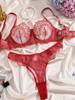 Bridal Lingerie Bridal Sheer Lingerie Lace White 2-Piece Bra Panty Sets