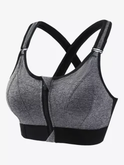 Bridal Lingerie Bustiers White Two-Tone Shaping Front-Zip Sports Bra For Women High Support Wireless Racerback Yoga Bra