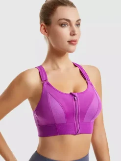 Bridal Lingerie Bustiers White Two-Tone Shaping Front-Zip Sports Bra For Women High Support Wireless Racerback Yoga Bra