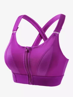 Bridal Lingerie Bustiers White Two-Tone Shaping Front-Zip Sports Bra For Women High Support Wireless Racerback Yoga Bra