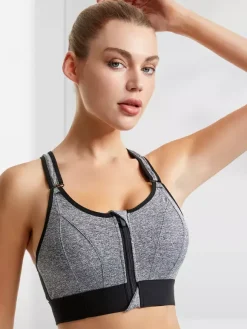 Bridal Lingerie Bustiers White Two-Tone Shaping Front-Zip Sports Bra For Women High Support Wireless Racerback Yoga Bra