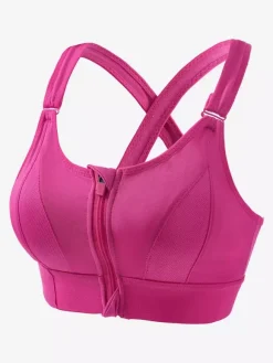 Bridal Lingerie Bustiers White Two-Tone Shaping Front-Zip Sports Bra For Women High Support Wireless Racerback Yoga Bra