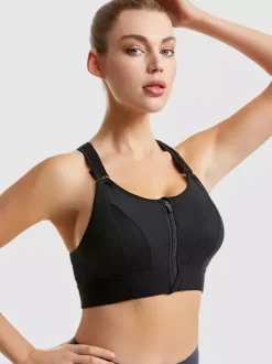 Bridal Lingerie Bustiers White Two-Tone Shaping Front-Zip Sports Bra For Women High Support Wireless Racerback Yoga Bra