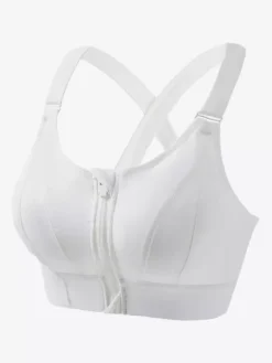 Bridal Lingerie Bustiers White Two-Tone Shaping Front-Zip Sports Bra For Women High Support Wireless Racerback Yoga Bra