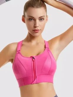 Bridal Lingerie Bustiers White Two-Tone Shaping Front-Zip Sports Bra For Women High Support Wireless Racerback Yoga Bra