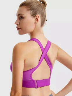 Bridal Lingerie Bustiers White Two-Tone Shaping Front-Zip Sports Bra For Women High Support Wireless Racerback Yoga Bra