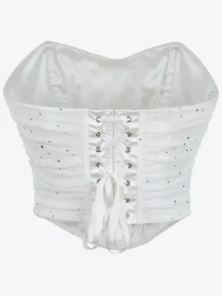 Bridal Lingerie Corsets Bustier Top White Chic Street Wear Studded Lace-up Lingerie