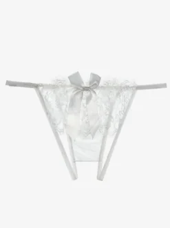 Bridal Lingerie Crotchless Lingerie Sexy Panties Women White 1 Piece Lace Underwear Bows Lingerie