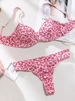 Bridal Lingerie Floral Print Yellow 2-Piece Bra Panty Sets